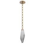 Rock Crystal Oval Chain Pendant - Gilded Brass / Smoke