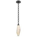 Rock Crystal Diamond Chain Pendant - Matte Black / Amber