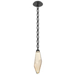 Rock Crystal Oval Chain Pendant - Matte Black / Amber