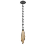 Rock Crystal Diamond Chain Pendant - Matte Black / Bronze