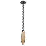 Rock Crystal Oval Chain Pendant - Matte Black / Bronze