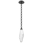 Rock Crystal Diamond Chain Pendant - Matte Black / Clear