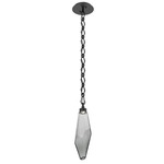 Rock Crystal Diamond Chain Pendant - Matte Black / Smoke