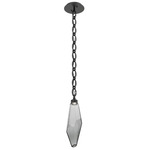 Rock Crystal Oval Chain Pendant - Matte Black / Smoke