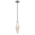 Rock Crystal Diamond Chain Pendant - Beige Silver / Amber