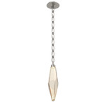 Rock Crystal Oval Chain Pendant - Beige Silver / Amber