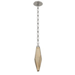 Rock Crystal Diamond Chain Pendant - Beige Silver / Bronze