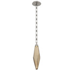 Rock Crystal Rectangular Chain Pendant - Beige Silver / Bronze