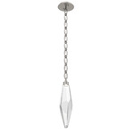 Rock Crystal Oval Chain Pendant - Beige Silver / Clear