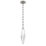 Rock Crystal Rectangular Chain Pendant - Beige Silver / Clear