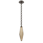 Rock Crystal Oval Chain Pendant - Flat Bronze / Bronze