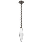 Rock Crystal Oval Chain Pendant - Flat Bronze / Clear