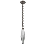 Rock Crystal Oval Chain Pendant - Flat Bronze / Smoke