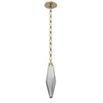 Rock Crystal Diamond Chain Pendant - Gilded Brass / Smoke
