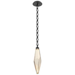 Rock Crystal Diamond Chain Pendant - Matte Black / Amber