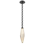 Rock Crystal Oval Chain Pendant - Matte Black / Amber