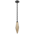 Rock Crystal Oval Chain Pendant - Matte Black / Bronze