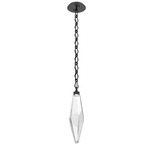 Rock Crystal Diamond Chain Pendant - Matte Black / Clear