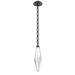Rock Crystal Oval Chain Pendant - Matte Black / Clear