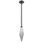 Rock Crystal Oval Chain Pendant - Matte Black / Smoke