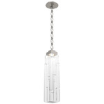 Ledgestone Diamond Chain Pendant - Beige Silver / Clear