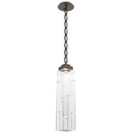 Ledgestone Oval Chain Pendant - Flat Bronze / Clear