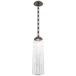 Ledgestone Rectangular Chain Pendant - Flat Bronze / Clear