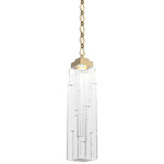 Ledgestone Diamond Chain Pendant - Gilded Brass / Clear