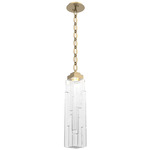 Ledgestone Oval Chain Pendant - Gilded Brass / Clear