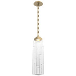 Ledgestone Rectangular Chain Pendant - Gilded Brass / Clear