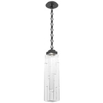 Ledgestone Diamond Chain Pendant - Matte Black / Clear