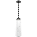 Ledgestone Oval Chain Pendant - Matte Black / Clear