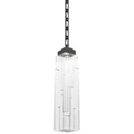 Ledgestone Rectangular Chain Pendant - Matte Black / Clear