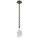 Blossom Oval Chain Pendant - Flat Bronze / Clear