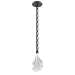 Blossom Oval Chain Pendant - Matte Black / Clear