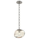 Nova Diamond Chain Pendant - Beige Silver / Amber