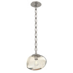 Nova Oval Chain Pendant - Beige Silver / Amber