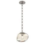 Nova Rectangular Chain Pendant - Beige Silver / Amber