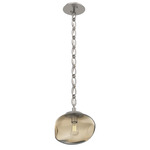 Nova Oval Chain Pendant - Beige Silver / Bronze