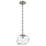 Nova Oval Chain Pendant - Beige Silver / Clear