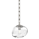 Nova Rectangular Chain Pendant - Beige Silver / Clear