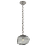 Nova Oval Chain Pendant - Beige Silver / Smoke