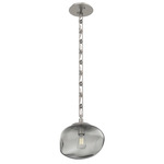 Nova Rectangular Chain Pendant - Beige Silver / Smoke