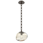 Nova Rectangular Chain Pendant - Flat Bronze / Amber