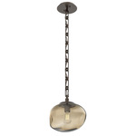 Nova Rectangular Chain Pendant - Flat Bronze / Bronze