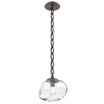 Nova Oval Chain Pendant - Flat Bronze / Clear