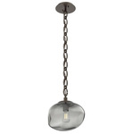 Nova Oval Chain Pendant - Flat Bronze / Smoke
