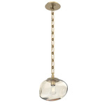 Nova Rectangular Chain Pendant - Gilded Brass / Amber