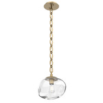 Nova Oval Chain Pendant - Gilded Brass / Clear