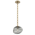Nova Oval Chain Pendant - Gilded Brass / Smoke